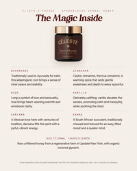 The Magic Inside - Élixir d'Extase ingredients: kanna, shatavari, damiana, rose, vanilla and Ceylon cinnamon in raw honey